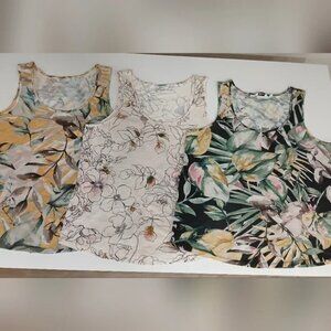 Set of Three Reitmans Tank Tops, Floral, Size Large, Good Condition, Bundle for